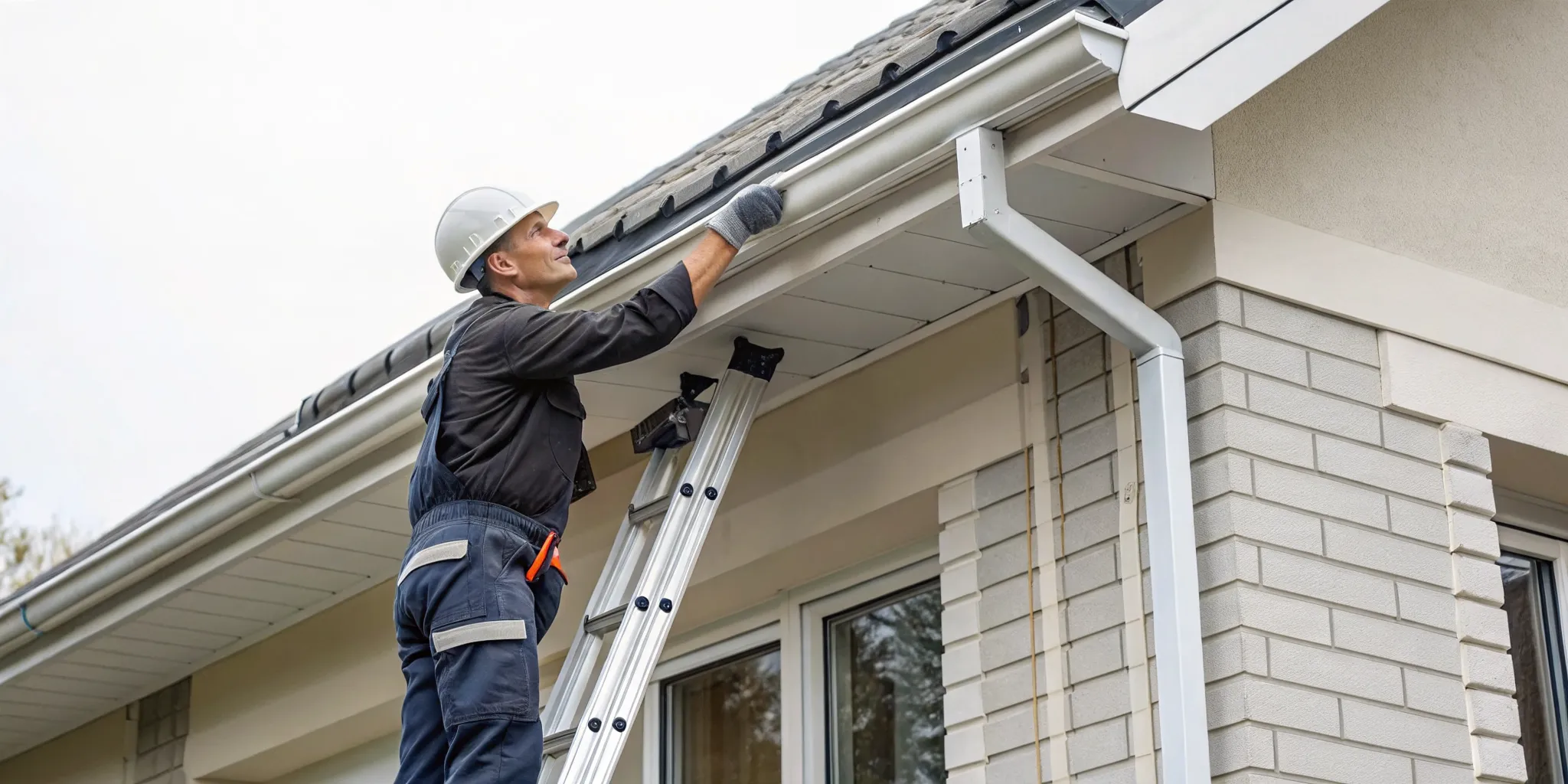 How seamless gutters are installed onto a home's fascia by a professional.