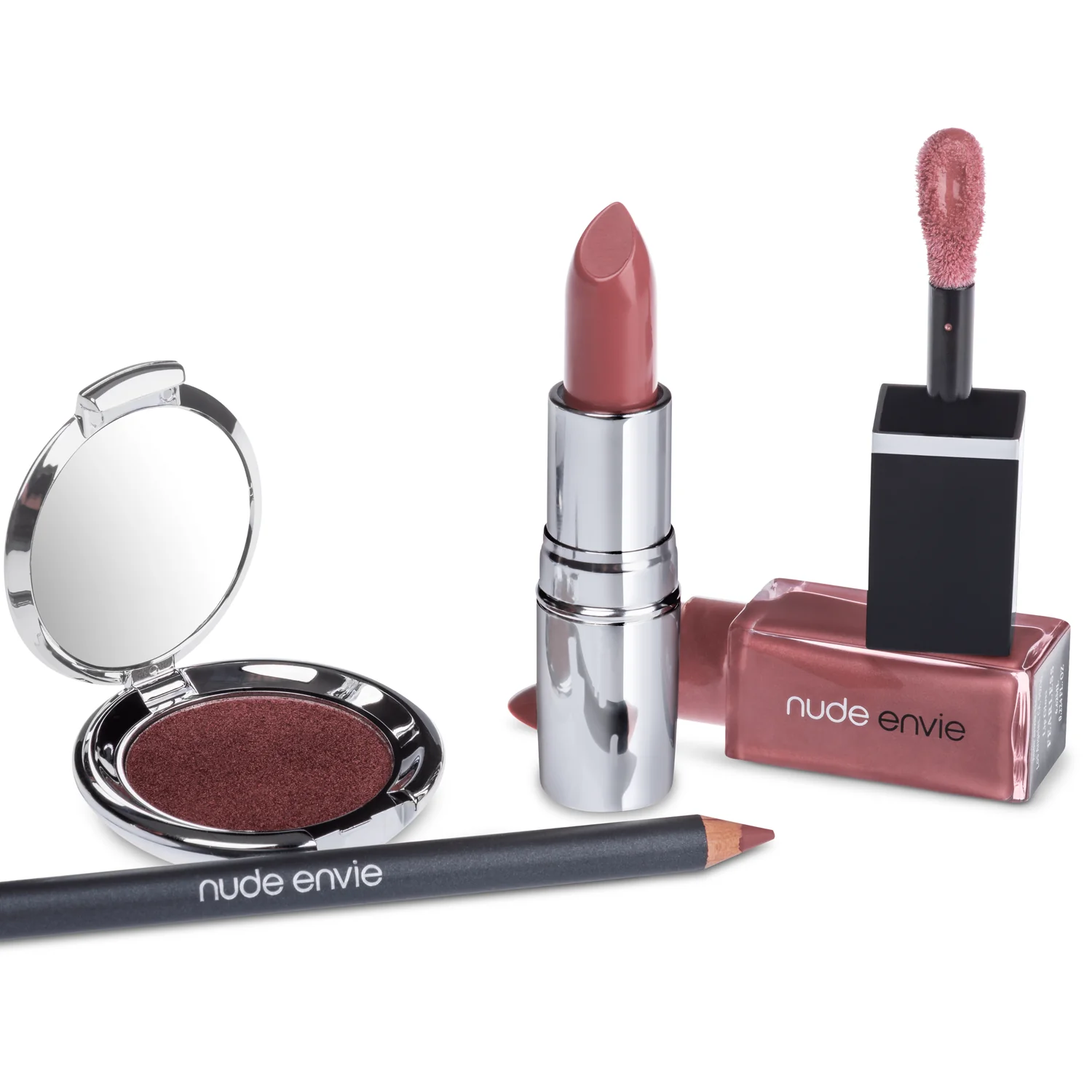 Nude Envie lipstick collection in soft nude and rose shades