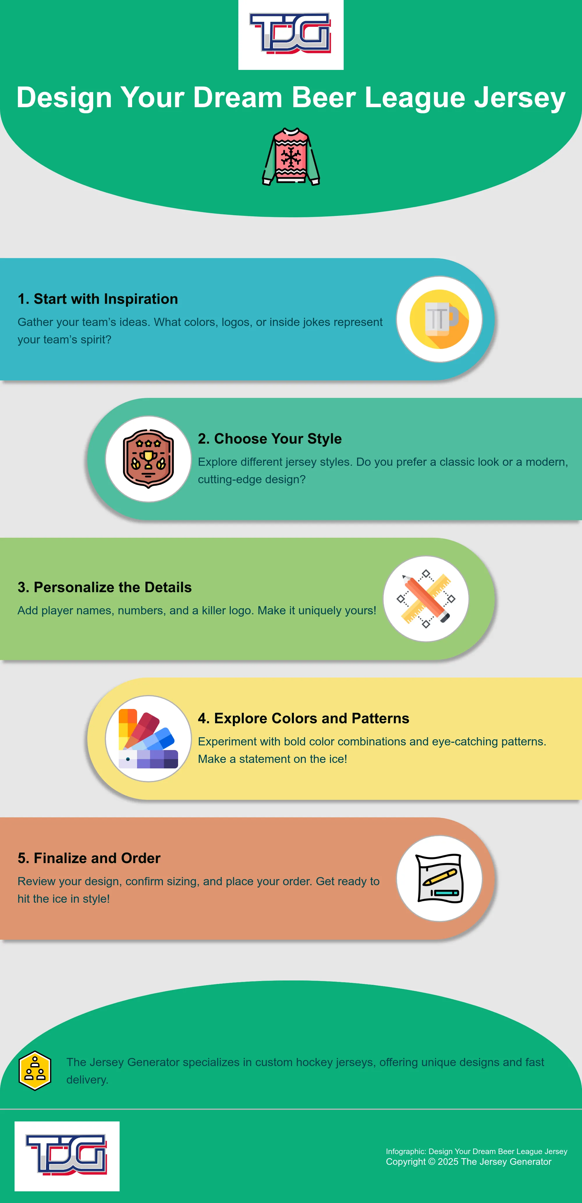 A step-by-step guide to designing custom beer league hockey jerseys.