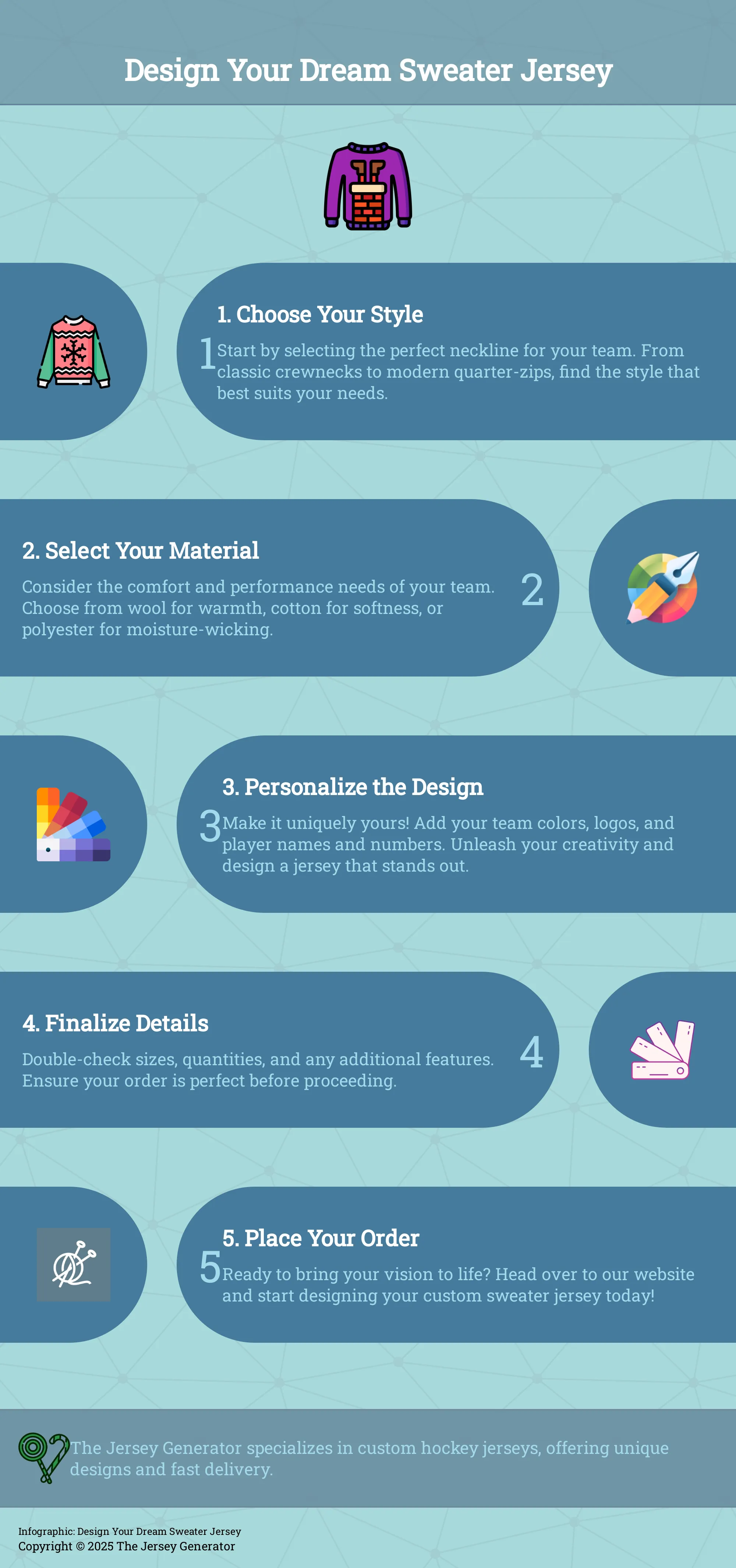 A 5-step guide to designing a custom sweater jersey.