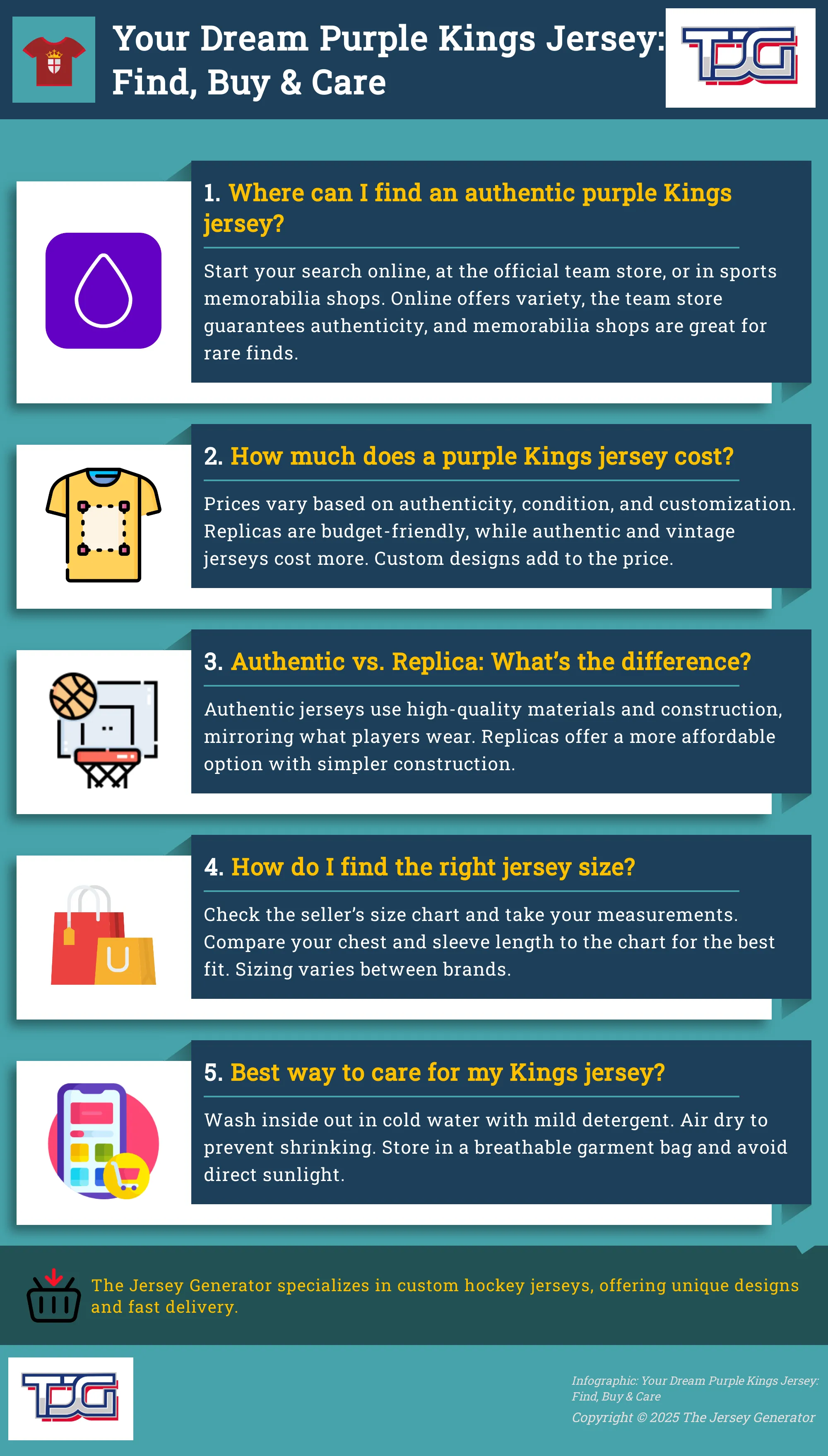 Your Dream Purple Kings Jersey: Find, Buy & Care Infographic about LA Kings purple jerseys: finding, buying, and caring for them.