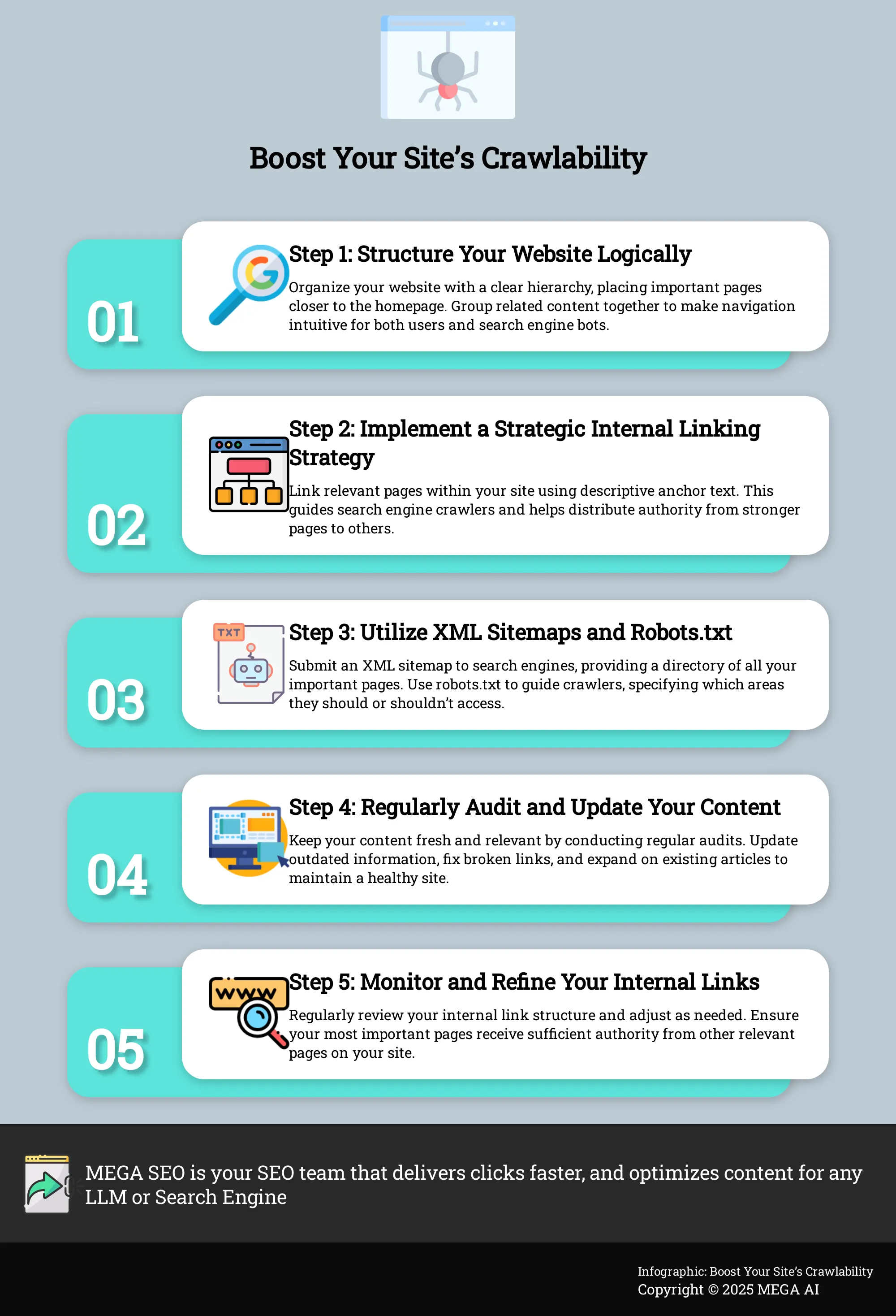 Boost Your Site’s Crawlability Infographic on improving website crawlability through page authority distribution.