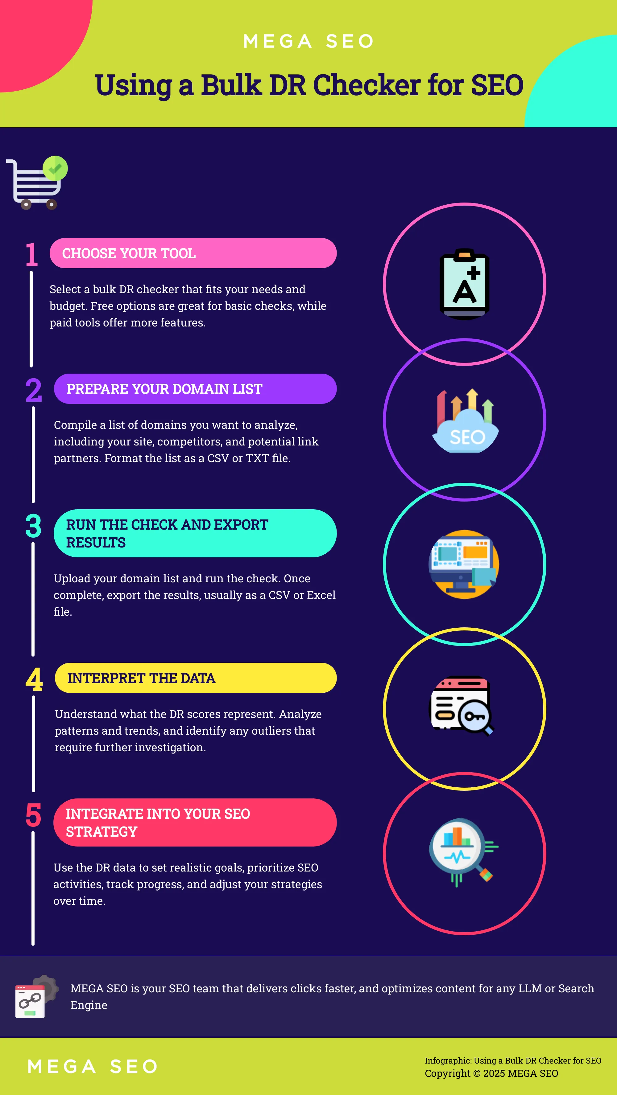 Infographic on using a bulk DR checker for SEO