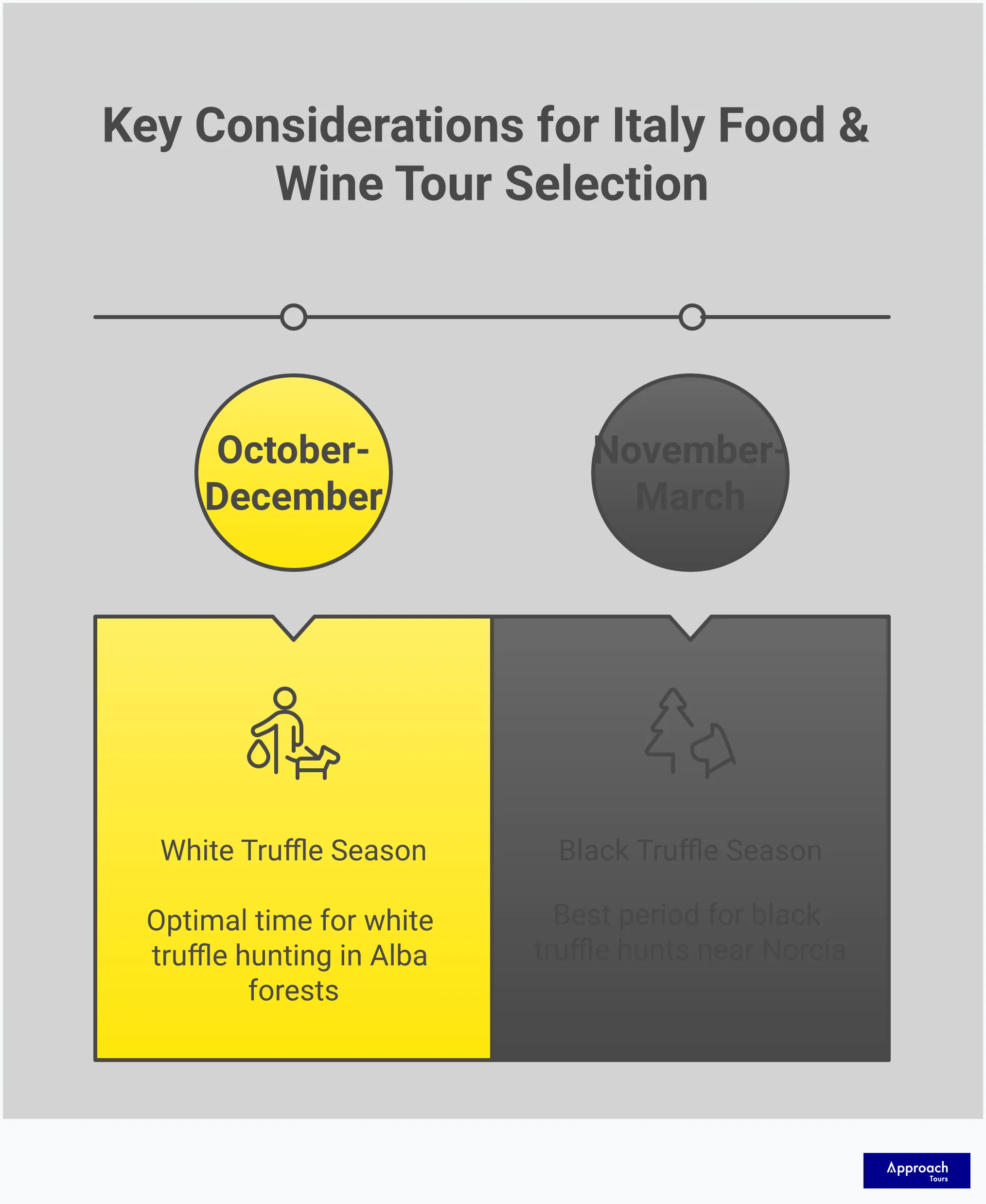 Professional infographic showing Italy food and wine tour selection strategies with five main sections: Regional Specialization Strategy highlighting single-region focus benefits, Small Group Size Optimization showing advantages of groups under 16 people, Hands-On Experience Verification detailing authentic activities like pasta-making and truffle hunting, Accommodation Quality Assessment covering historic properties and location criteria, and All-Inclusive Value Analysis explaining comprehensive tour inclusions. Each section contains specific metrics, examples, and actionable advice for selecting authentic Italian culinary experiences.