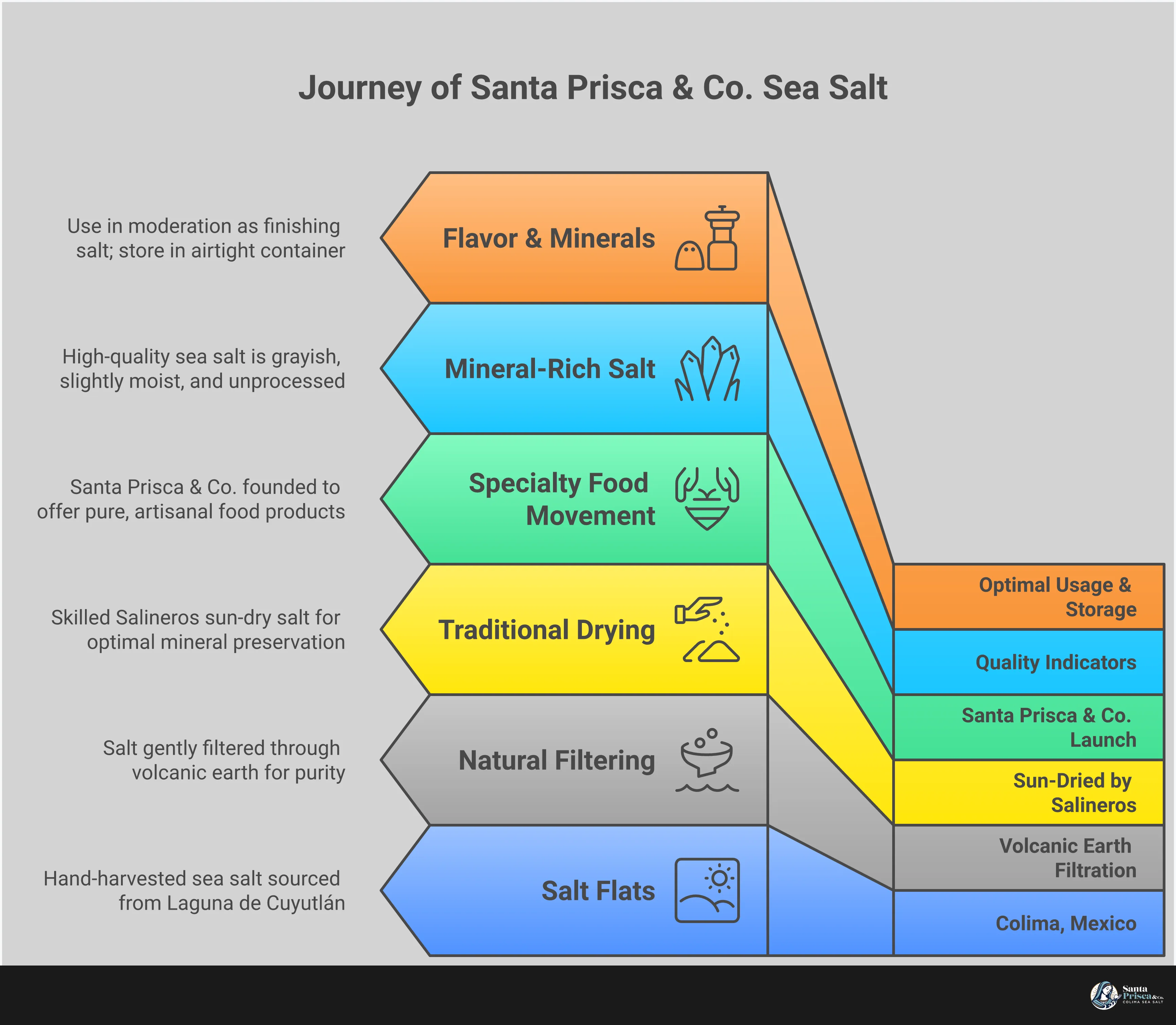 Essential Minerals in Sea Salt: Your Complete Guide Infographic showing essential minerals found in unrefined sea salt, including sections on what makes sea salt special with 80+ trace minerals, key minerals like magnesium and potassium with their health benefits, quality indicators such as natural coloring, and proper usage and storage recommendations for maximum nutritional value.