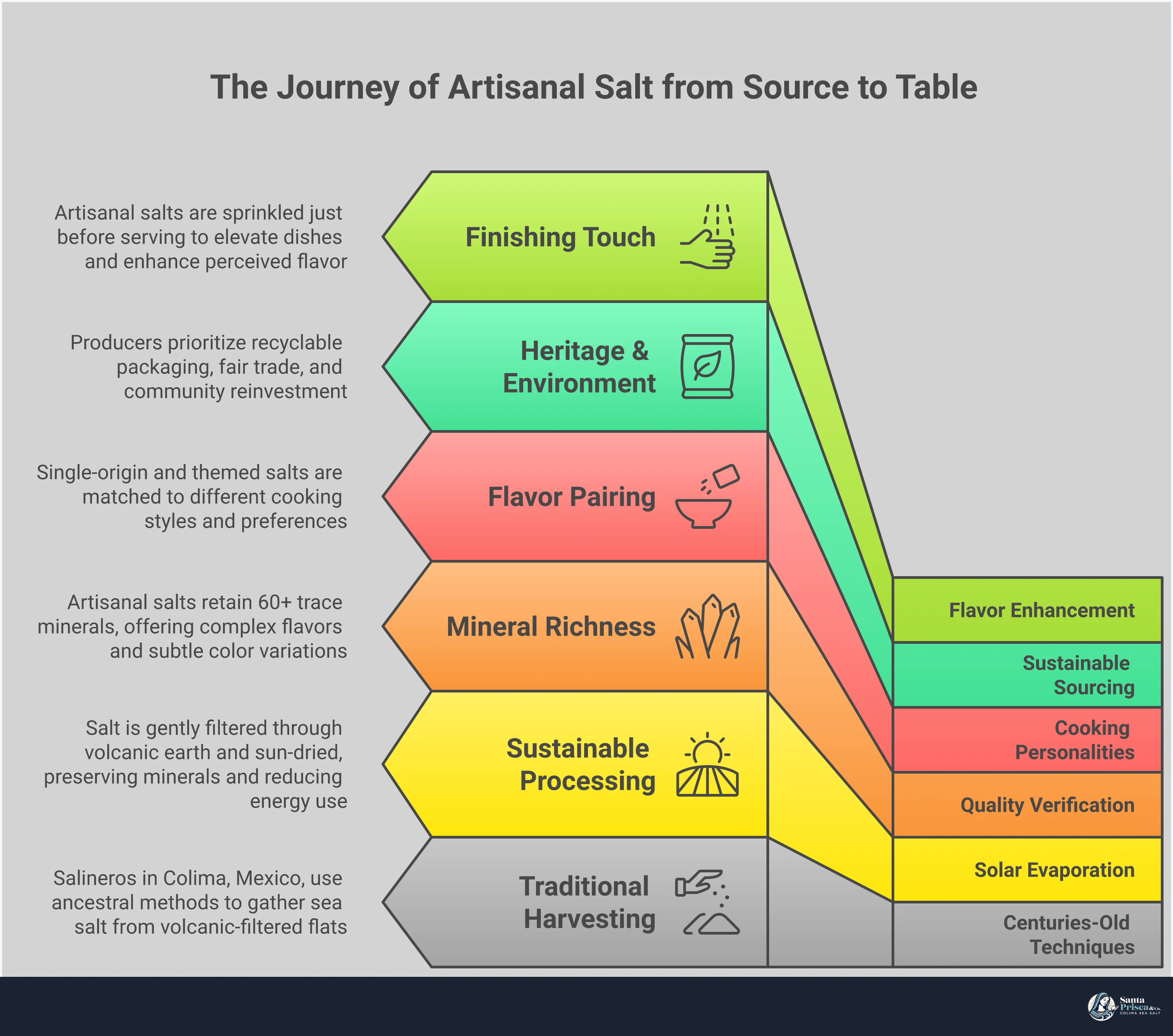 The Art of Gifting Artisanal Salt: A Thoughtful Guide Professional infographic showing the art of gifting artisanal salt, featuring sections on identifying quality hand-harvested salt with crystal structure examples, matching salt types to different cooking personalities with visual personality profiles, sustainable sourcing verification methods with heritage symbols, and flavor enhancement techniques with application timing diagrams. The design uses earth tones and clean typography to reflect the natural, artisanal quality of premium salts.